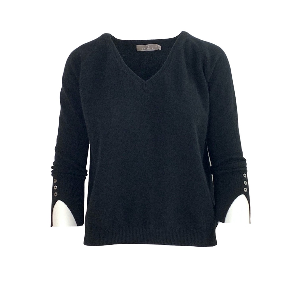 Black Cashmere V-neck Sweater NWT